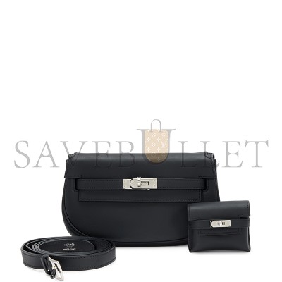 HERMÈS MASTER KELLY MOOVE BLACK SWIFT PALLADIUM HARDWARE (20*11.5*6cm)